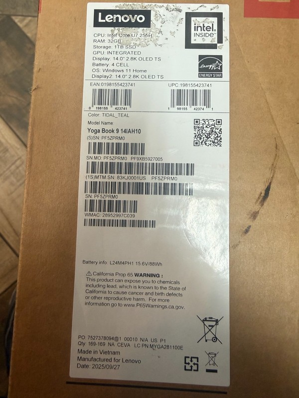 Lenovo Yoga Book 9 14IAH10 Dual OLED Touch Laptop Intel Core Ultra NEW Sealed gallery