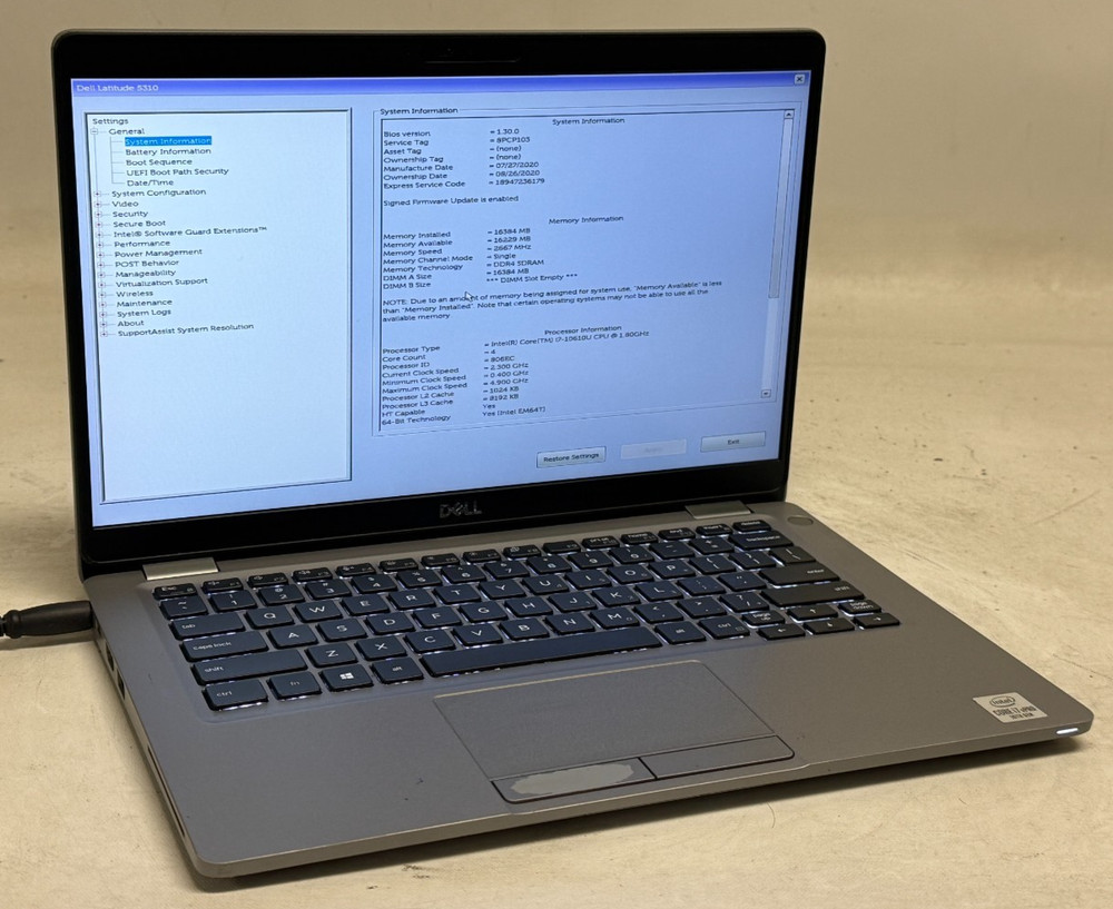 Dell Latitude 5310 13.3" (i7-10610u - 16GB RAM - 256GB SSD - Win11Home)