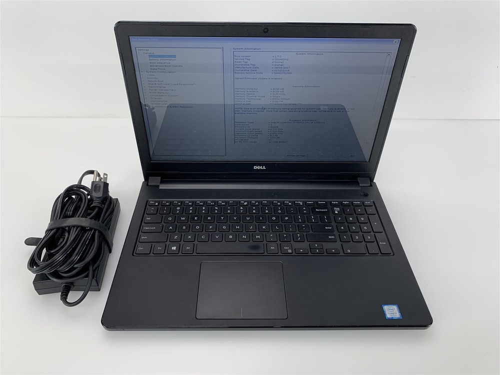 Dell Inspiron 5566 i7-7500U 2.70GHz 8GB RAM No HDD/SDD - Boots to BIOS - 15.6"