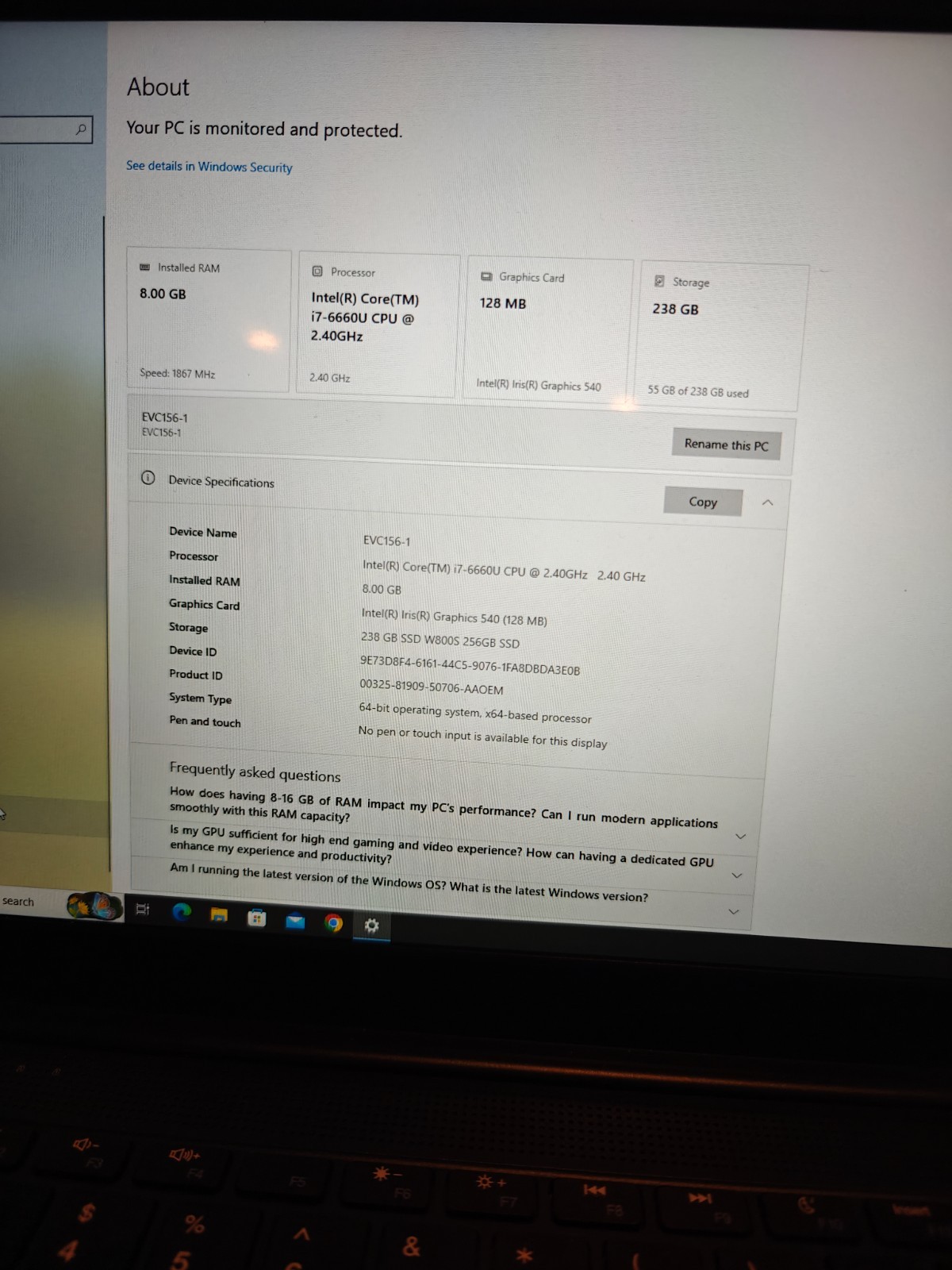 EVOO 15.6" FHD Laptop i7-6660U 2.4GHz Intel Iris Graphics 540 8GB RAM gallery