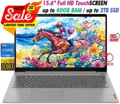 Lenovo 2024 Laptop 15.6″ Touchscreen Intel i3-1115G4 Up to 40GB RAM & 2TB SSD