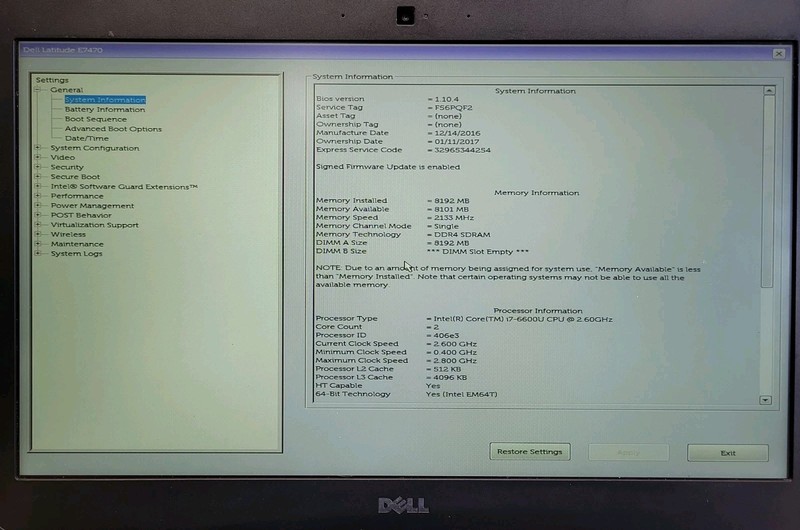 Dell Latitude E7470, Intel Core i7-6600U, 8GB RAM, NO SSD, NO OS *READ* gallery