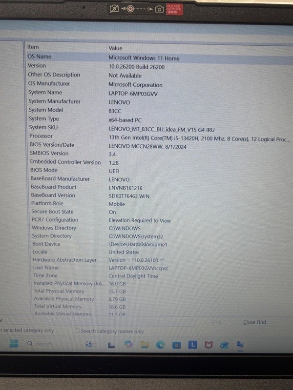 Lenovo V15-G4 Intel Core i5 13th Gen 2.10ghz 16gb Ram 1TB SSD 15.6" 2024 gallery