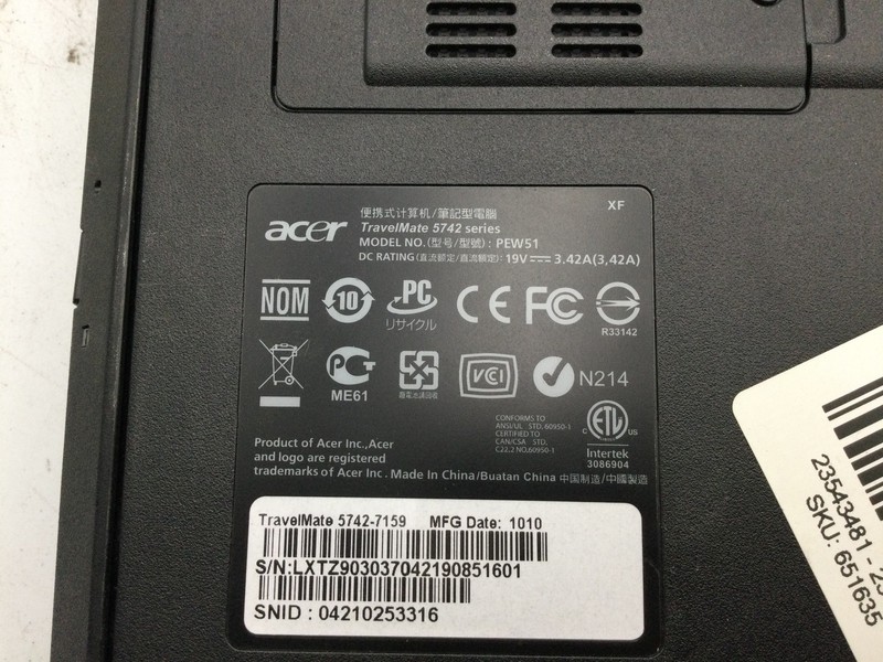 ACER TRAVELMATE 5742 - BOOTS TO BIOS - INTEL I3 M380 - NO RAM - READ DESCRIP-BB gallery