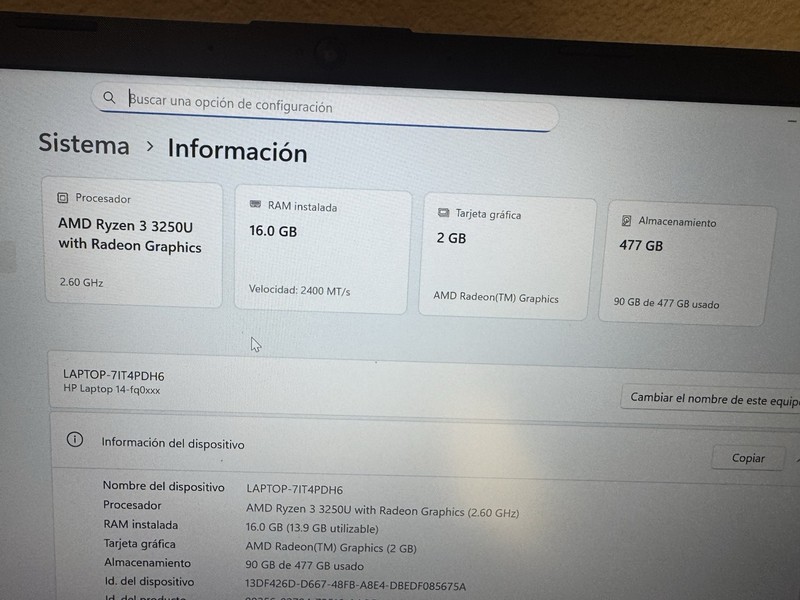 HP Laptop 14-fq0xxx 14" Ryzen 3 3250U 16GB 477GB SSD Win11 S Silver gallery