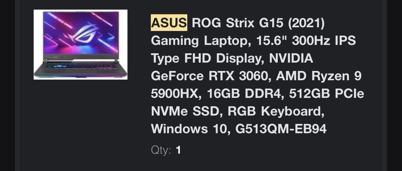 ASUS ROG Strix G15 Ryzen 7 4800H RTX 3050Ti 512GB/16GB RAM 15.6” Gaming Laptop gallery