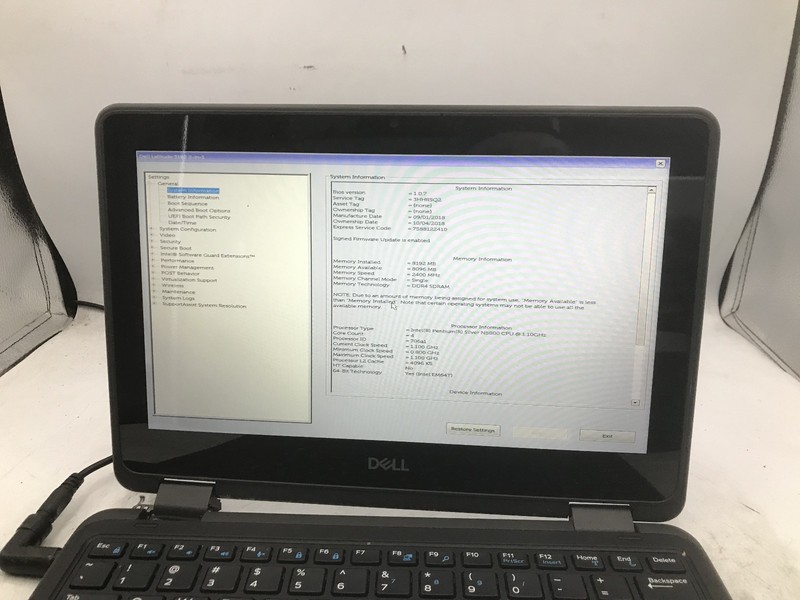 DELL LATITUDE 3190 -BOOTS TO BIOS- INTEL PENTIUM SILVER N5000 - 8GB RAM -READ-BB gallery