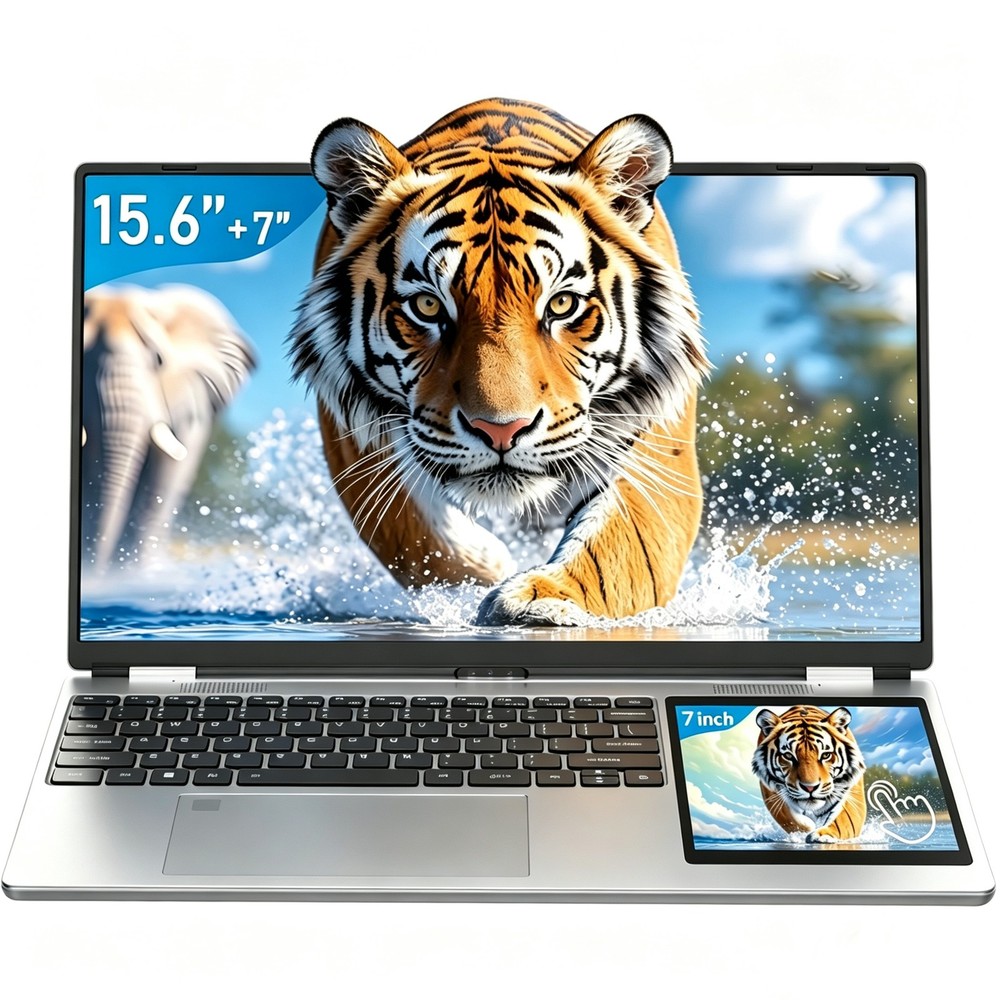 15.6" LCD Dual Screen Laptop + 7" Touch Screen Computer 16GB RAM 2TB SSD ,Win 11