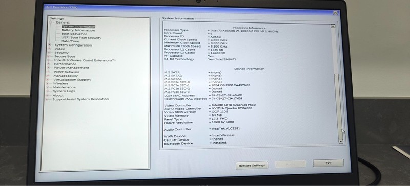27.Dell Precision 7750 (Xeon W-10855M, 32GB Ram, 1TB SSD, Nvidia Quadro RTX4000) gallery