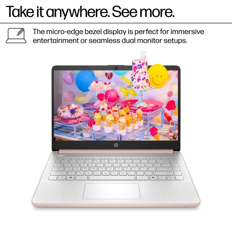 HP - 14" Laptop Intel Processor N150 4GB Memory 128GB UFS Win 11 Pale Rose Gold gallery