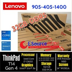 LenovoThinkpad T14 Gen4 i7-1365U vPro® 32 GB DDR5, 512 GB SSD PCIe, 14″ WUXGA 3Y