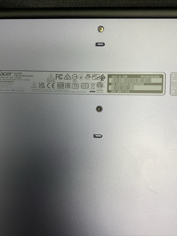 USED ACER CB315-4H SERIES MODEL N21Q9 CHROMEBOOK LAPTOP (QUI002370) Case Inc gallery