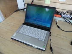Toshiba Satellite A215 Laptop For Parts Booted Windows Hard Drive Wiped *