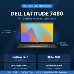 Dell Latitude 7480 14″ Laptop Intel i5/i7 8-16GB RAM 256GB NVMe SSD Windows 11