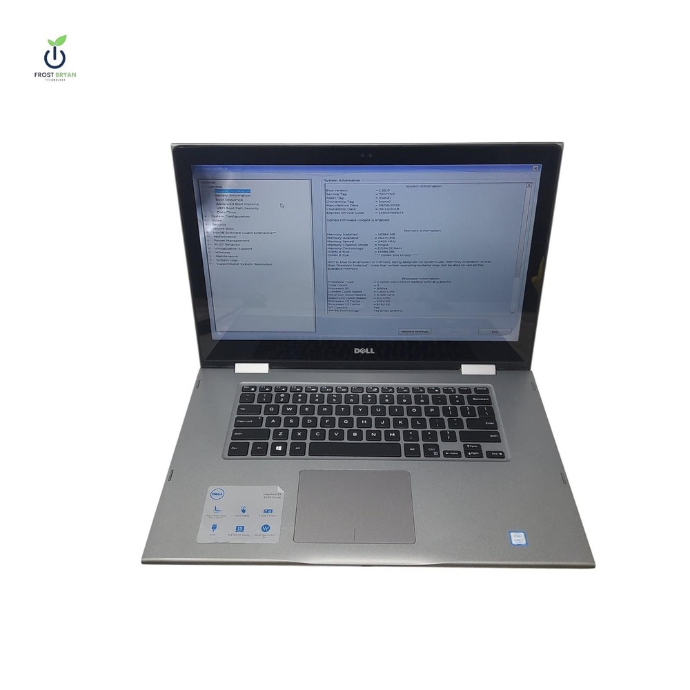 DELL Inspiron 5579 Laptop i7-8550U@1.80GHz 8 GB No SSD/OS Grade D [DEFECTIVE]