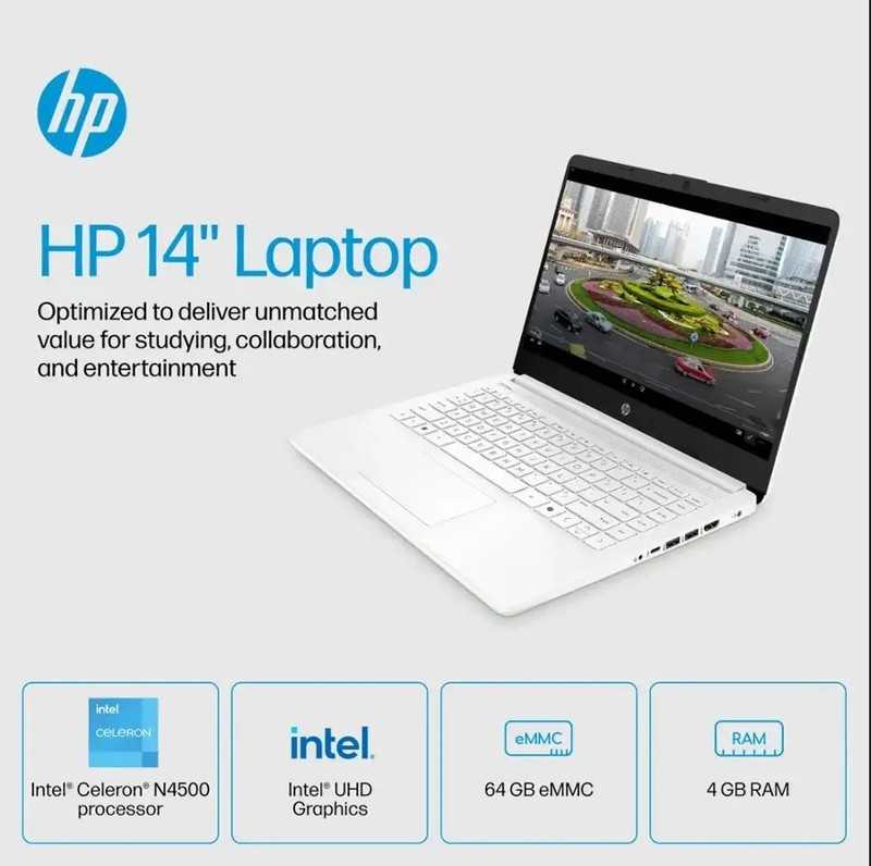 HP 14" Laptop Intel Processor N150 4GB Memory 128GB UFS Wi-Fi 6 Win11 gallery