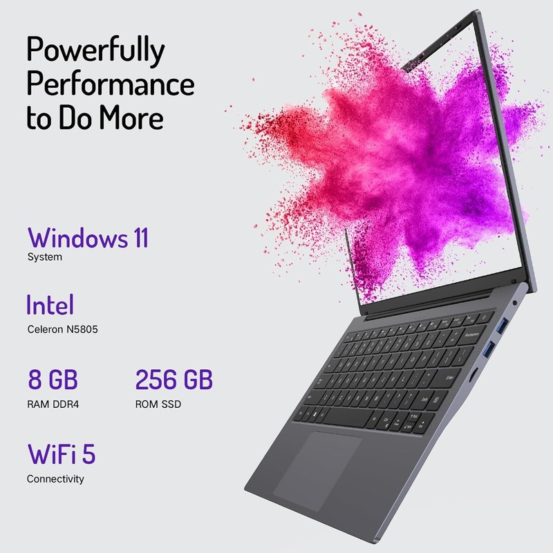 14” Laptop 8GB RAM 256GB SSD Win11 1920*1200 Full HD Celeron N5805 CPU gallery