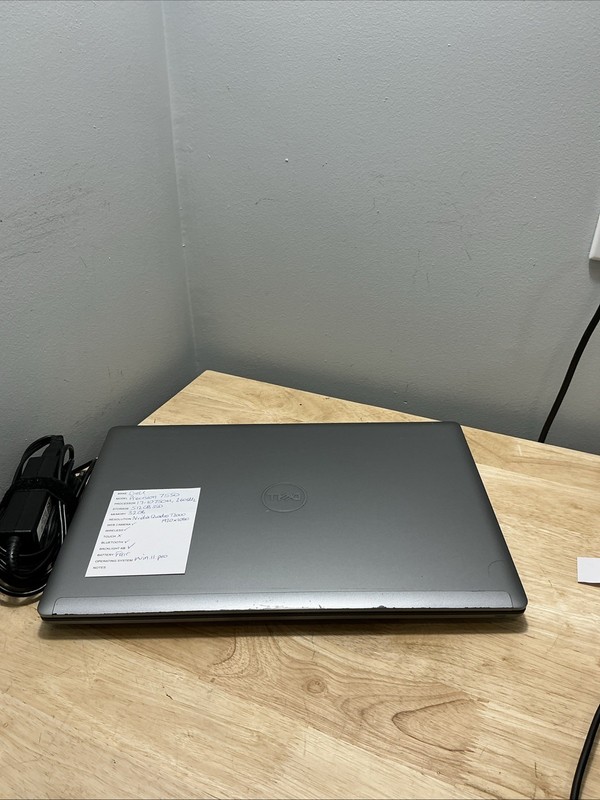 Dell Precision 7550 i7-10750H 2.60GHZ, 512GB SD 32GB NVidia T2000 WCamW11 Cord gallery