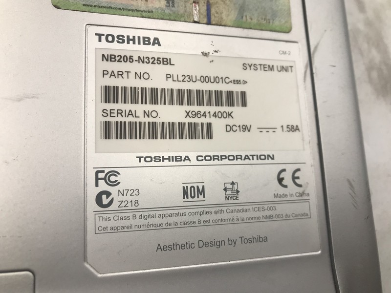TOSHIBA NB205 N325BL - FOR PARTS/REPAIR - INTEL ATOM N280 - 1GB RAM - READ - BB gallery