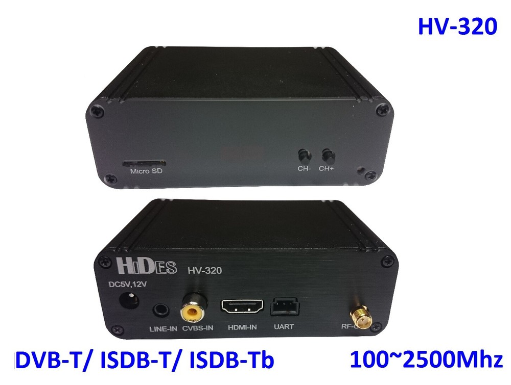 HV-320 FPV Full HD Transmitter 100~2500Mhz, HDMI/CVBS to DVB-T/ ISDB-T/ ISDB-Tb