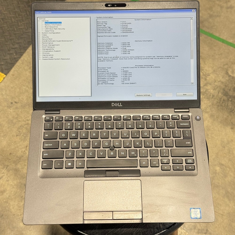 Dell Latitude 5401 14" FHD i5-9400H 8GB RAM 256GB SSD | Charger Included | No OS