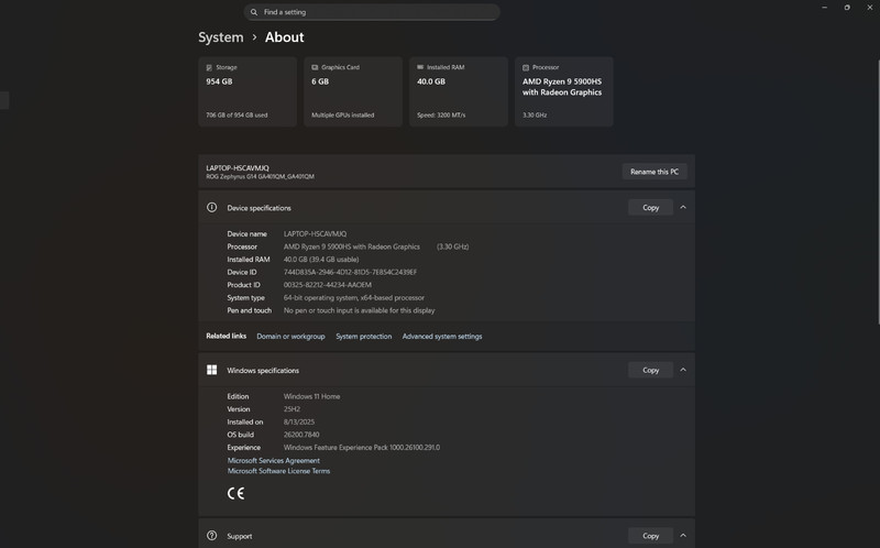 ASUS ROG Zephyrus G14 14 inch (QHD 120Hz Ryzen 9 5900HS - RTX 3060 40GB RAM 1TB gallery