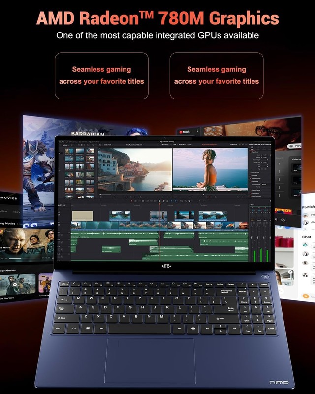 NIMO 15.6" IPS FHD-Gaming-Laptop, AMD Ryzen 7 8745HS 32GB DDR5 RAM 1TB SSD 780M gallery