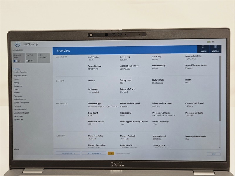 Dell 14" Latitude 5431 i7-1270P 16GB RAM 256GB SSD Laptop No OS gallery