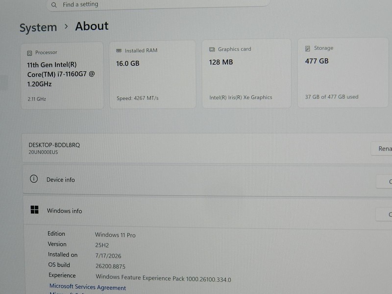 LENOVO THINKPAD X1 NANO GEN 1 |13" 2K | i7-1160G7 | 512GB |16GB | B+| BH 90-100% gallery