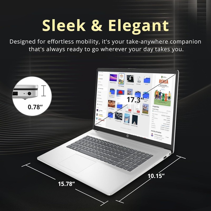 HP 17.3" FHD Laptop Computer AMD Ryzen 5 7430U UP TO 64GB RAM,2TB SSD Win11 Pro gallery