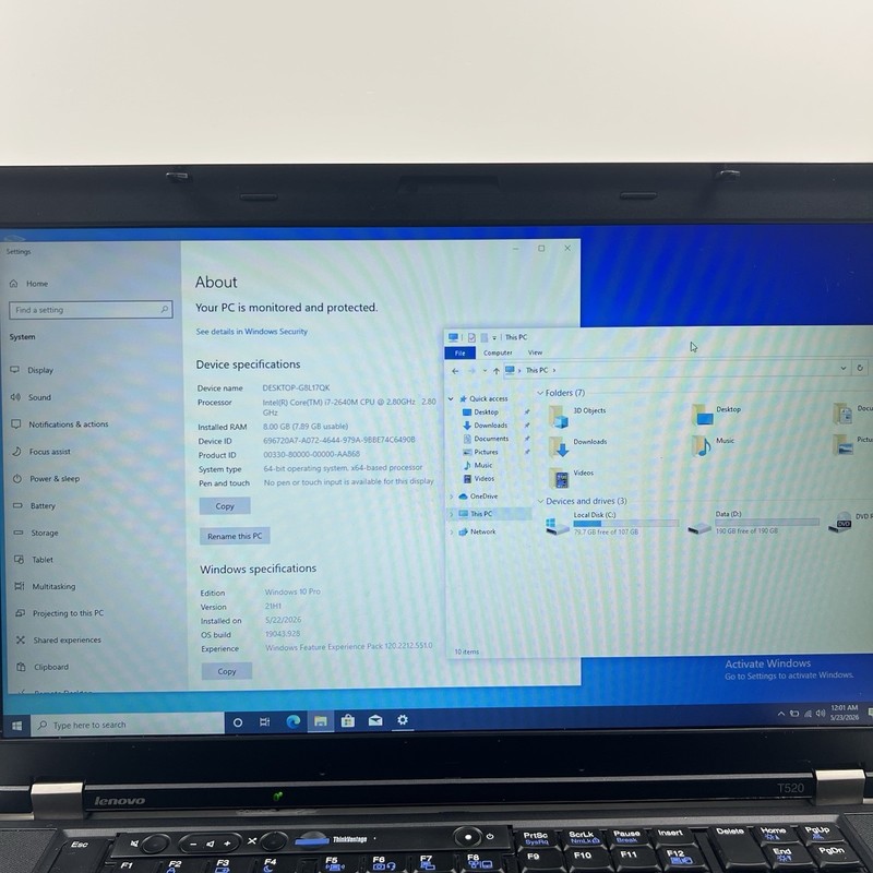 Lenovo ThinkPad T520 Intel i7-2640M 8GB 320GB HDD Win 10 w/ Charger|ELP71, READ gallery