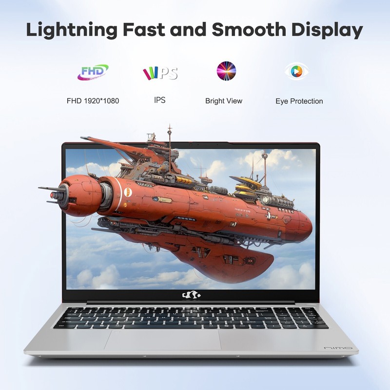 NIMO 15.6" FHD IPS-Laptop Intel i5-12450H 8 Cores 8GB RAM 256GB SSD 100W Type-C gallery