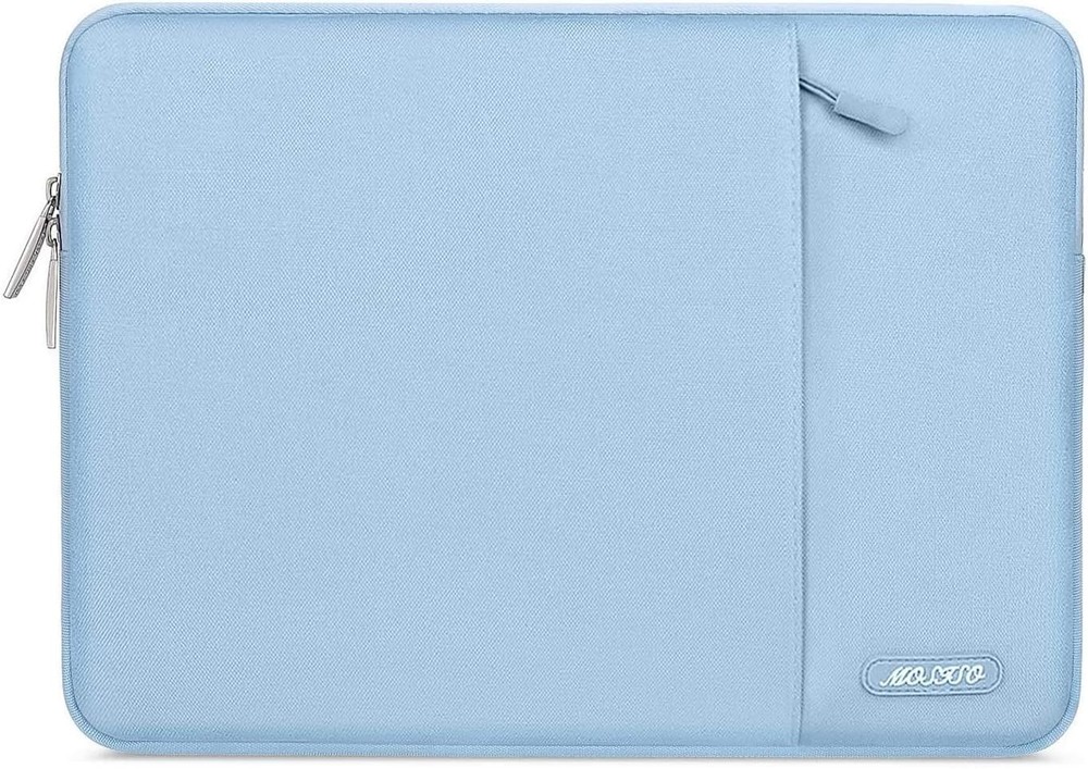 Sleeve for 15-15.6 inch Laptop, Polyester Vertical Bag with Pocket, Air Blue