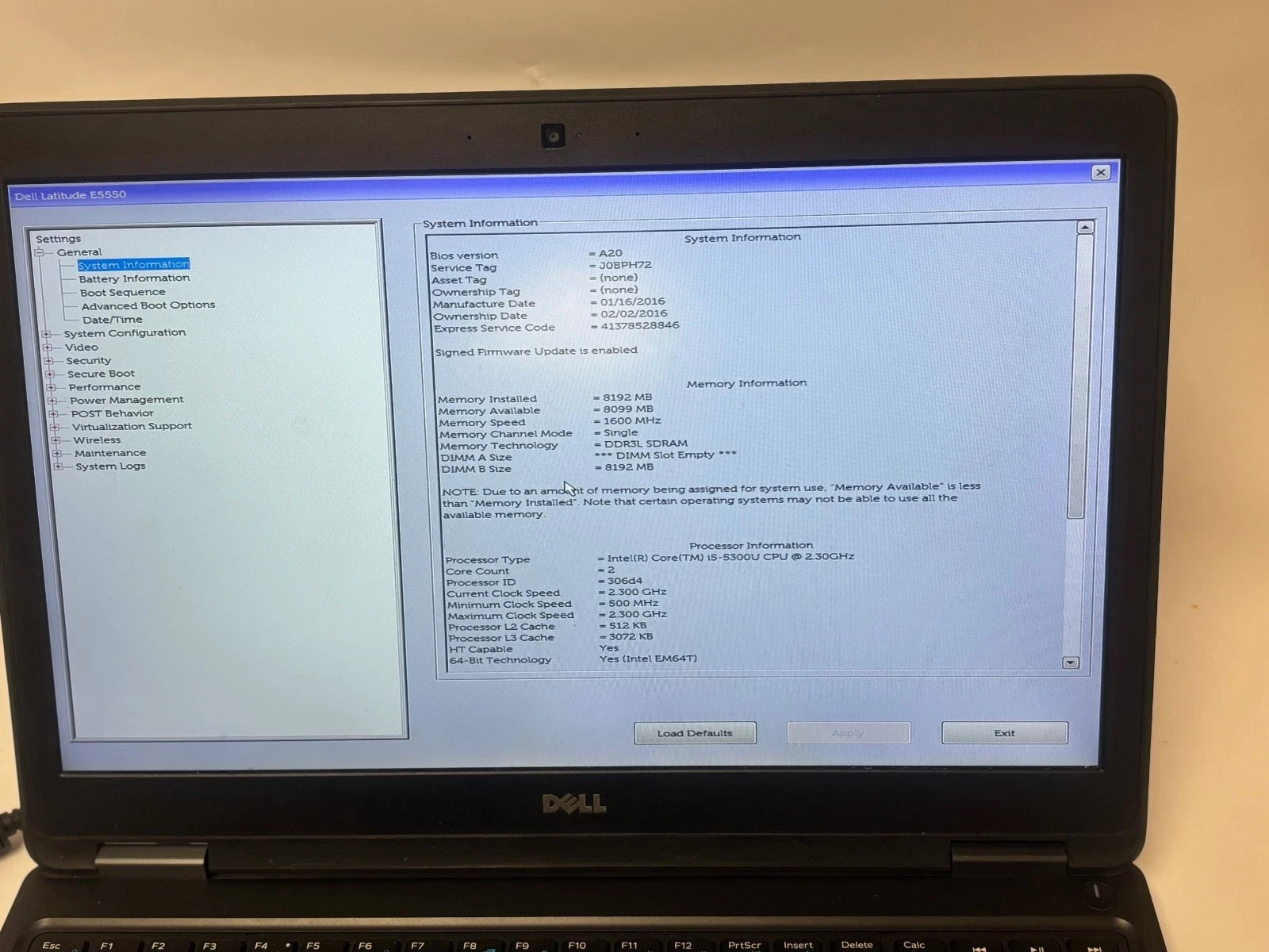 DELL LATITUDE E5550 I5-5300U 2.30GHz NO HDD NO CHARGER LAPTOP gallery