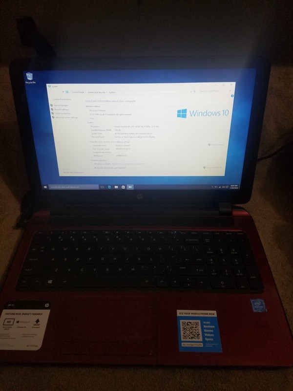 HP 15-f272wm 15.6 Laptop Intel Pentium N3540 8GB RAM 320GB HDD Windows 10 gallery