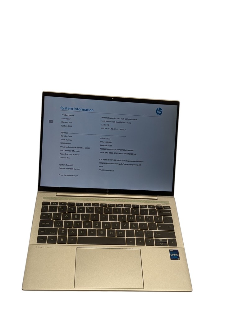 HP Elite Dragonfly G3 13.5" i7-1265U 32GB RAM 512GB SSD - Grade C Low Battery