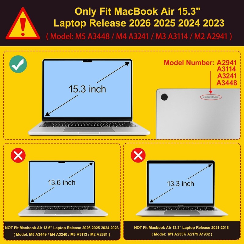 2026 2025 2024 2023 MacBook Air 15 inch Case Model M5 A3448 M4 A3241 M3 A3114 M2 gallery