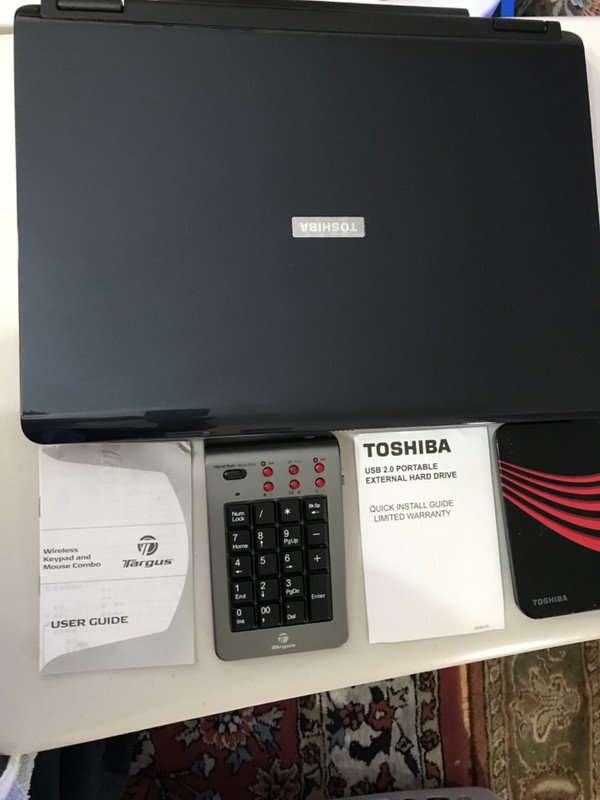 TOSHIBA SATELLITE LAPTOP/POWER CORD/EXTERNAL HARD DRIVE/WIRELESS # KEYPAD/+ gallery