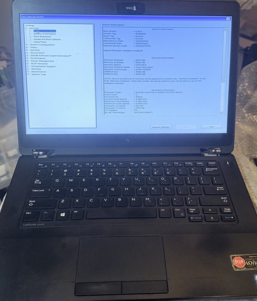 Dell Latitude E5470 14" | i5-6200U 2.3GHz | 8GB RAM | NO SSD