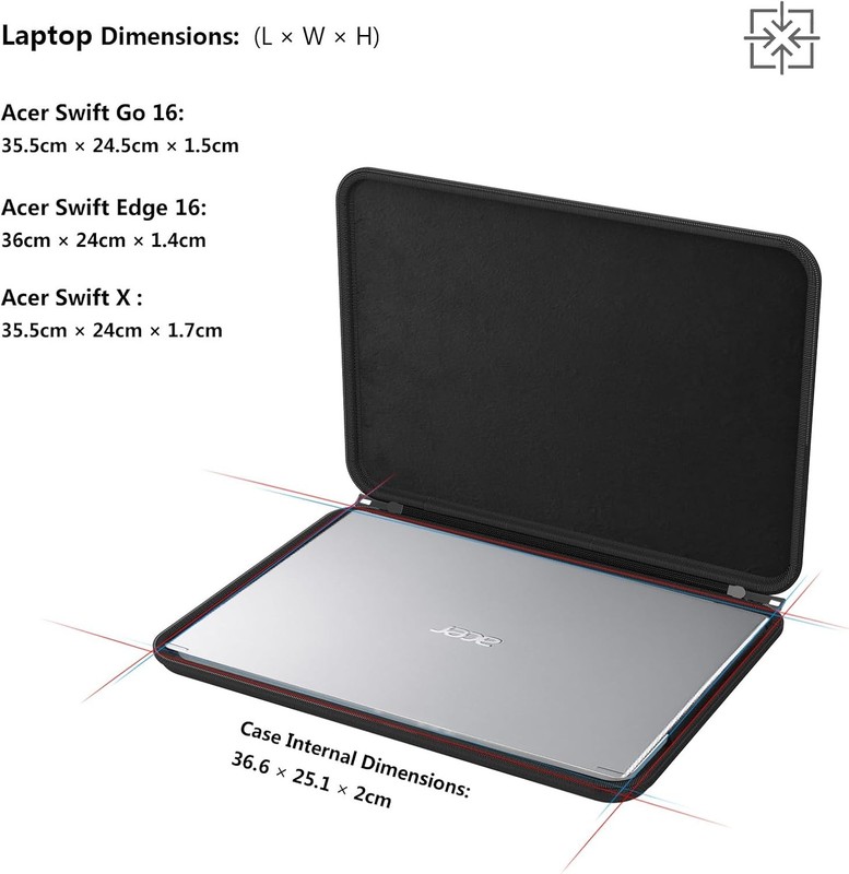 Sleeve for 16 inch Acer Swift Go 16-SFG16-71-52SD, Hard Water-Resistant Case gallery
