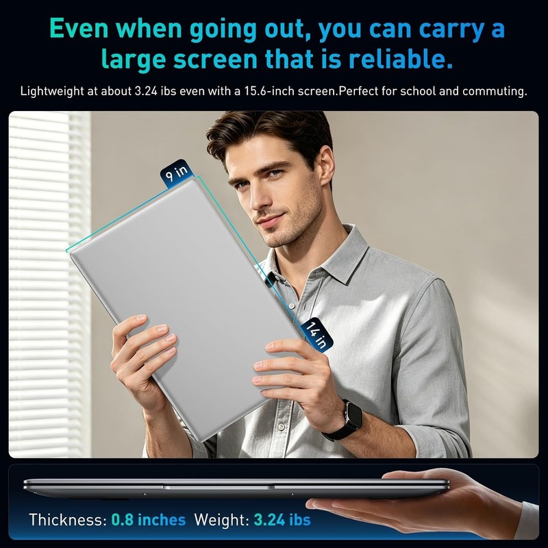 Effortless Multitasking with 15.6” FHD Laptop - 12GB RAM, 256GB SSD, Win 11 gallery