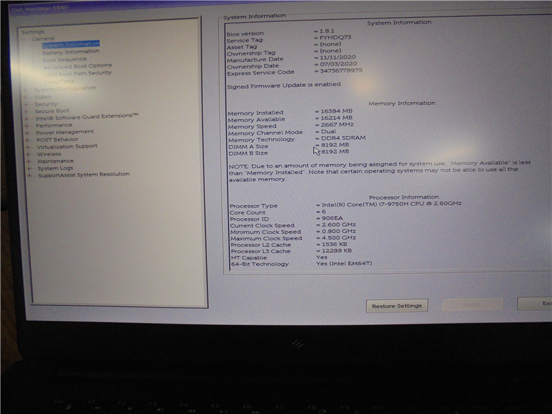 Dell Precision 5540 Laptop i7-9750H 16GB 256GB SSD Win 10 COA Grade C gallery