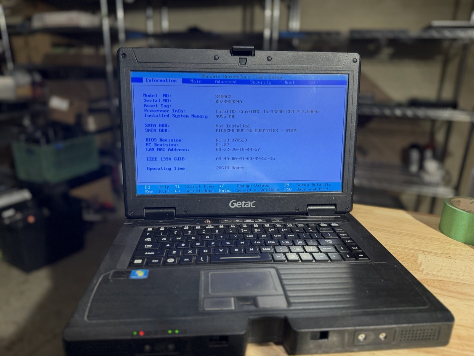Getac S400 G2 CD/DVD Drive Intel Core i5-3320M No HDD/ Caddy boot To Bios gallery