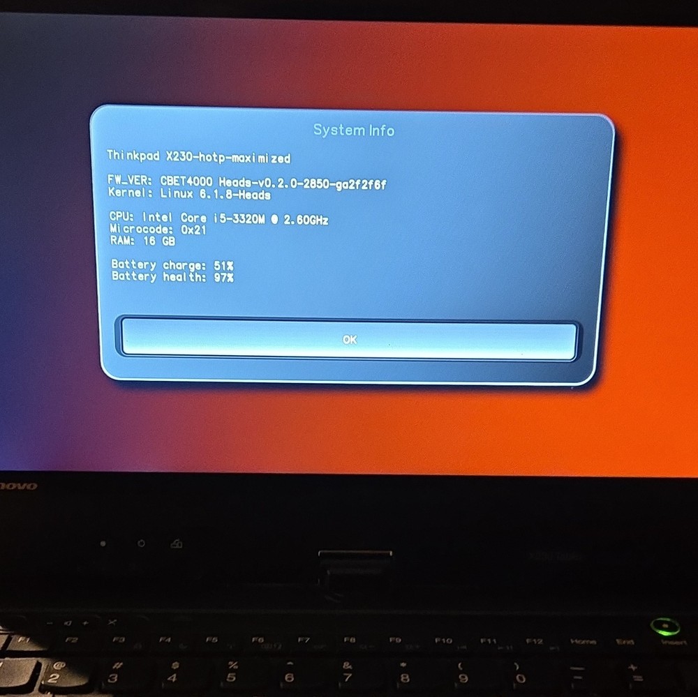 Lenovo ThinkPad X230 12.5" i5-3320M 2.60GHz 16GB No Storage Coreboot/Heads Black