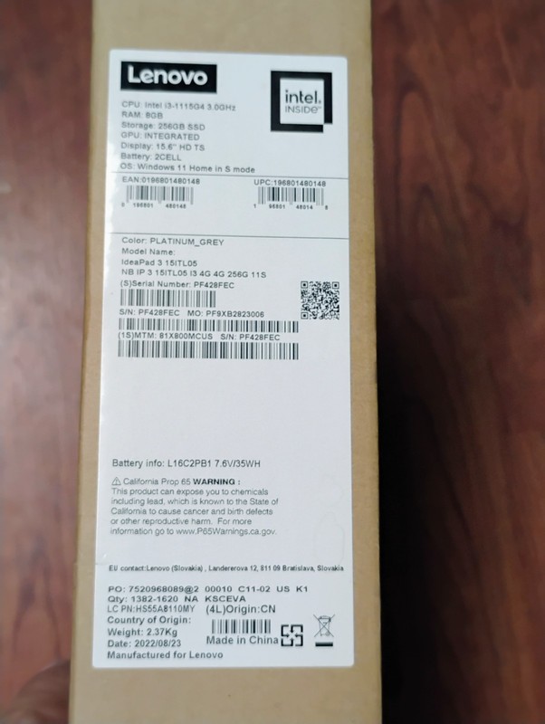 Lenovo 15.6" HD Touchscreen Laptop Intel i3-1115G4 256GB SSD, 8GB, Win 11 NEW gallery
