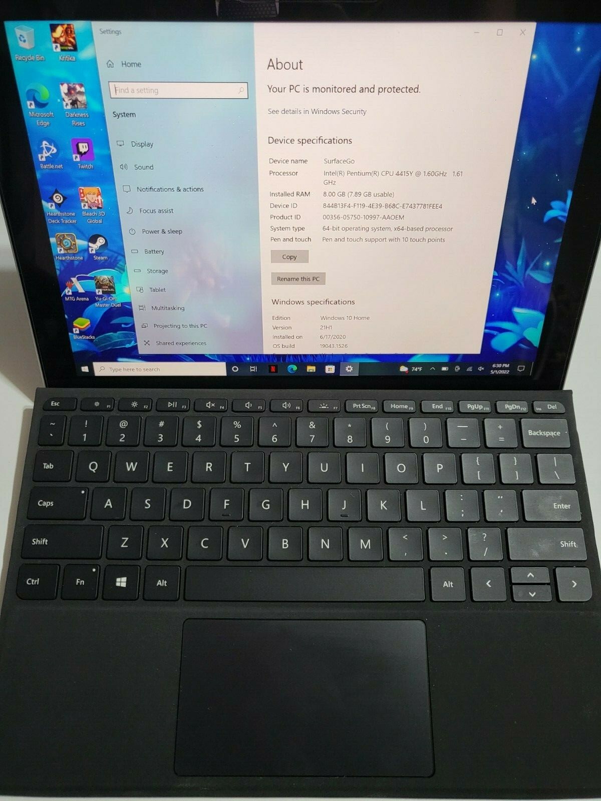 Microsoft Surface Go Intel Pentium 4415Y 8GB RAM 128GB SSD Tablet w/ Type Cover gallery