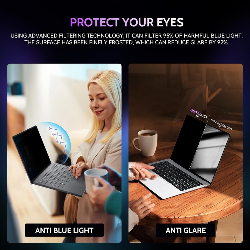 360° 4 Way Laptop Privacy Screen for 14 Inch Computer Monitor, Anti Glare Filter gallery