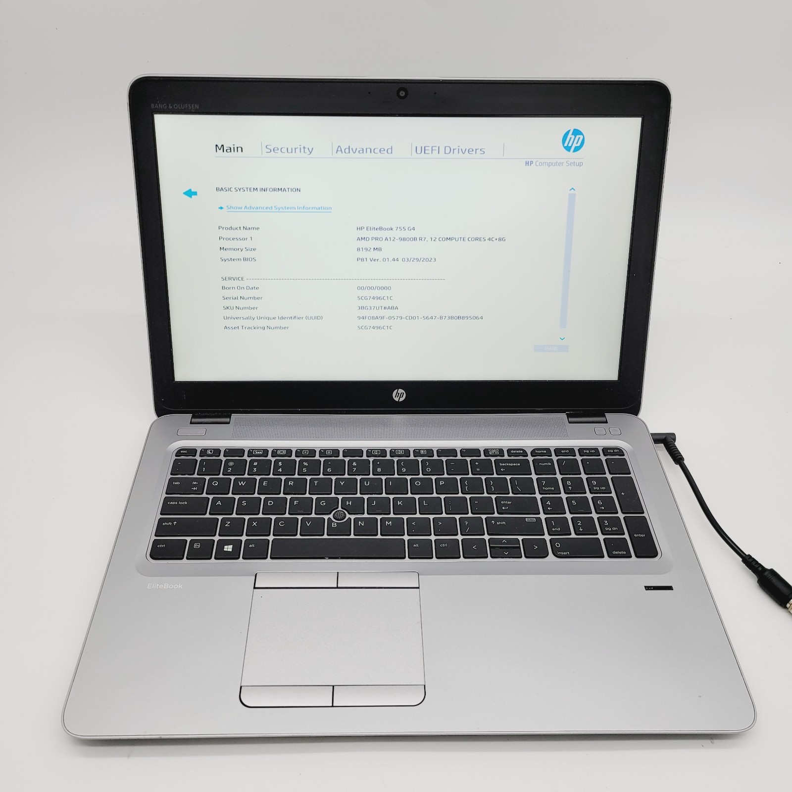 HP EliteBook 755 G4 A12-9800B 2.7GHz 8GB RAM No HDD 15.6" - Boot to Bios gallery