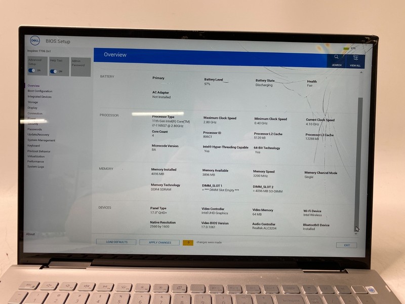 Dell Inspiron 7706 2-in-1 Touch i7-1165G7 4GB DDR4 No SSD - Broken Screen PARTS gallery