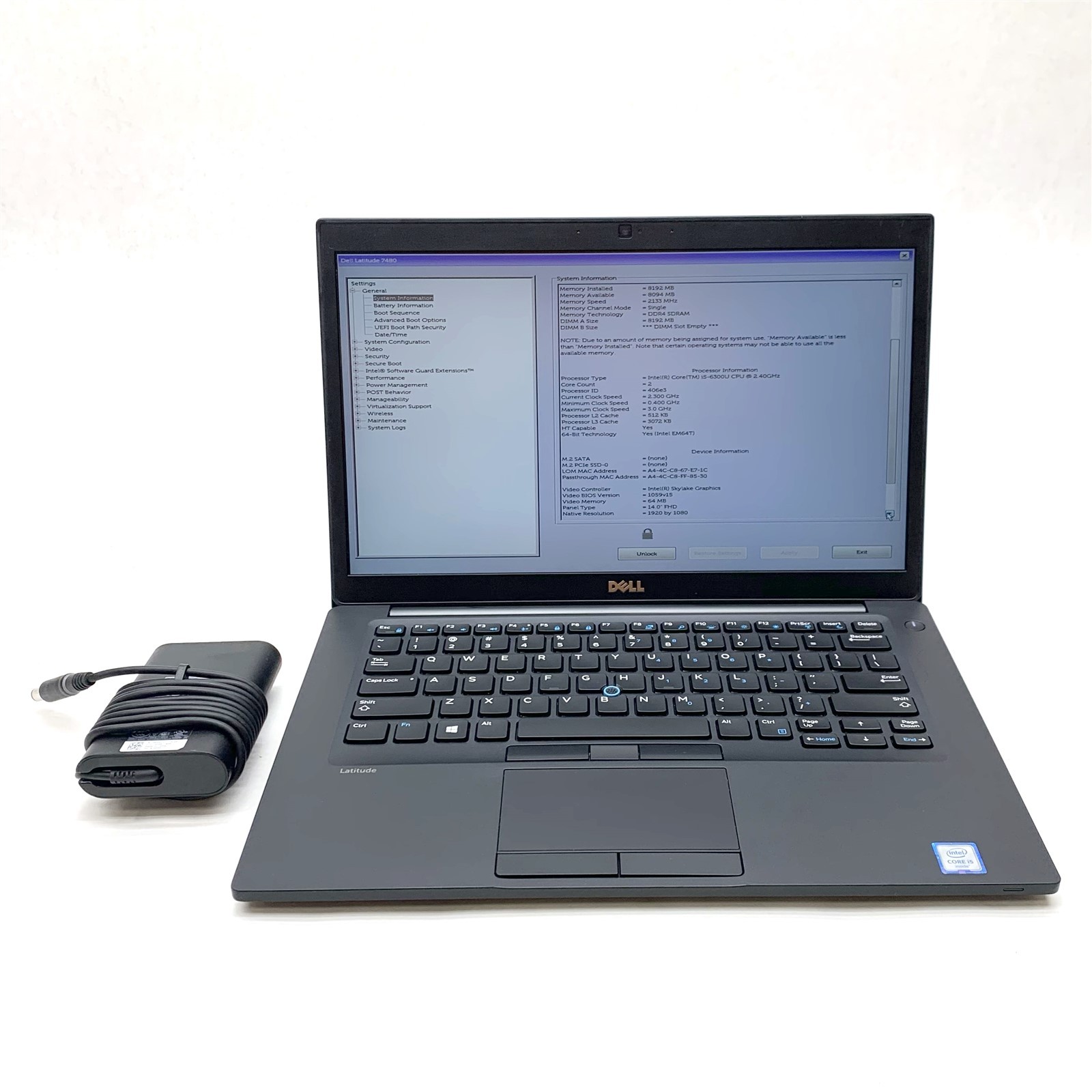 Dell Latitude 7480 14" FHD Intel Core i5-6300U 2.40 GHz 8GB No SSD, BIOs Locked gallery